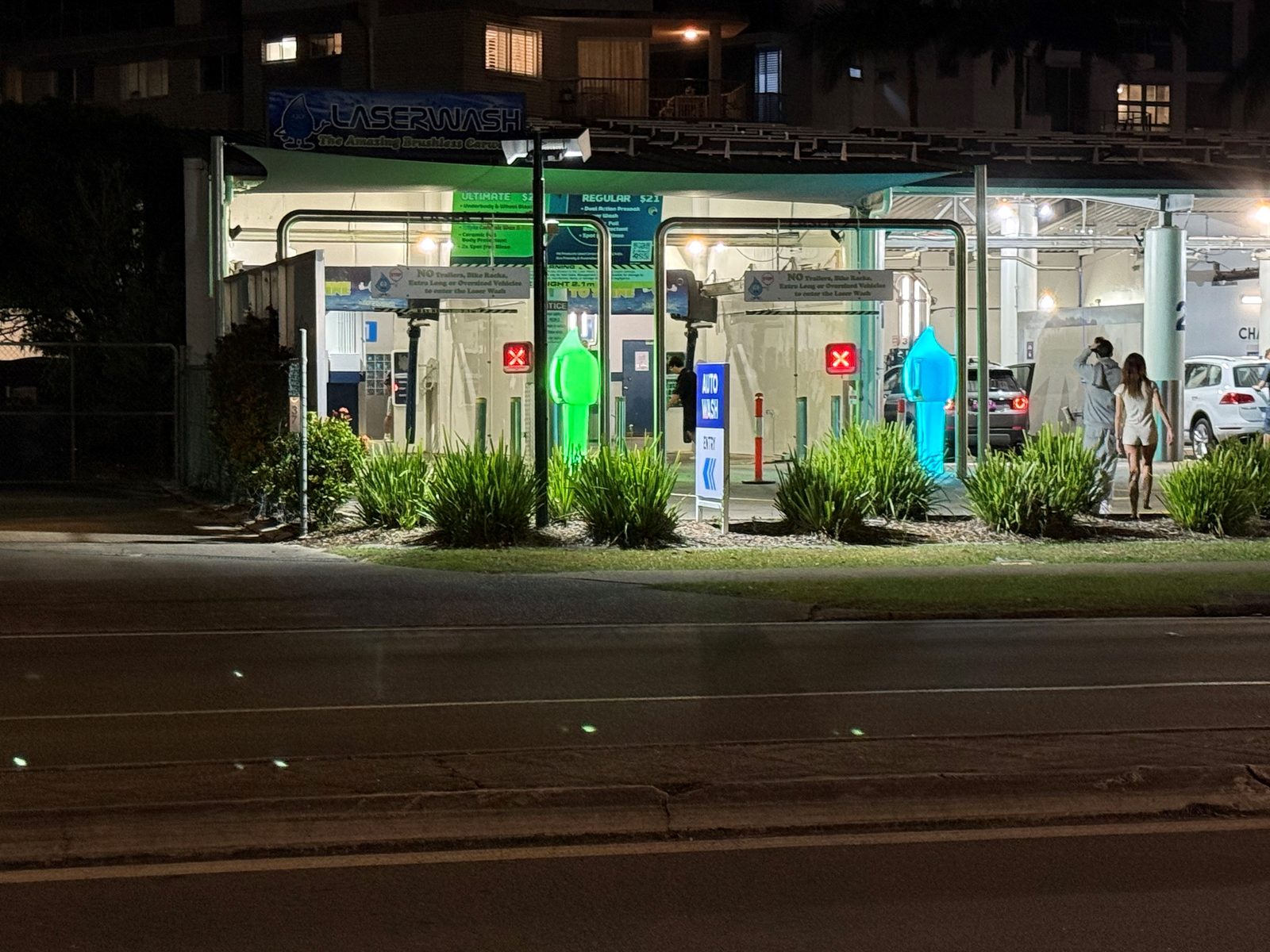 Paydrop plinths lighting up a site at night