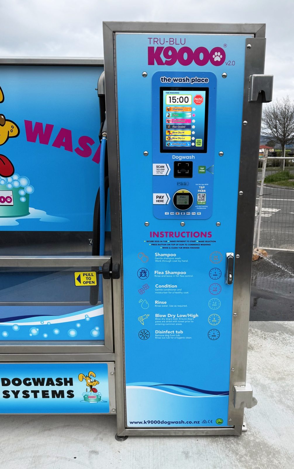 The K9000 dog wash control door with touch activation