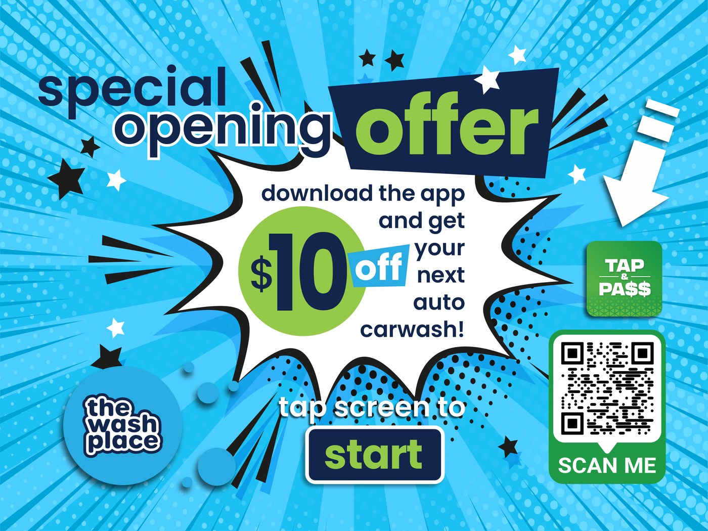 Special opening offer promo screen with app QR