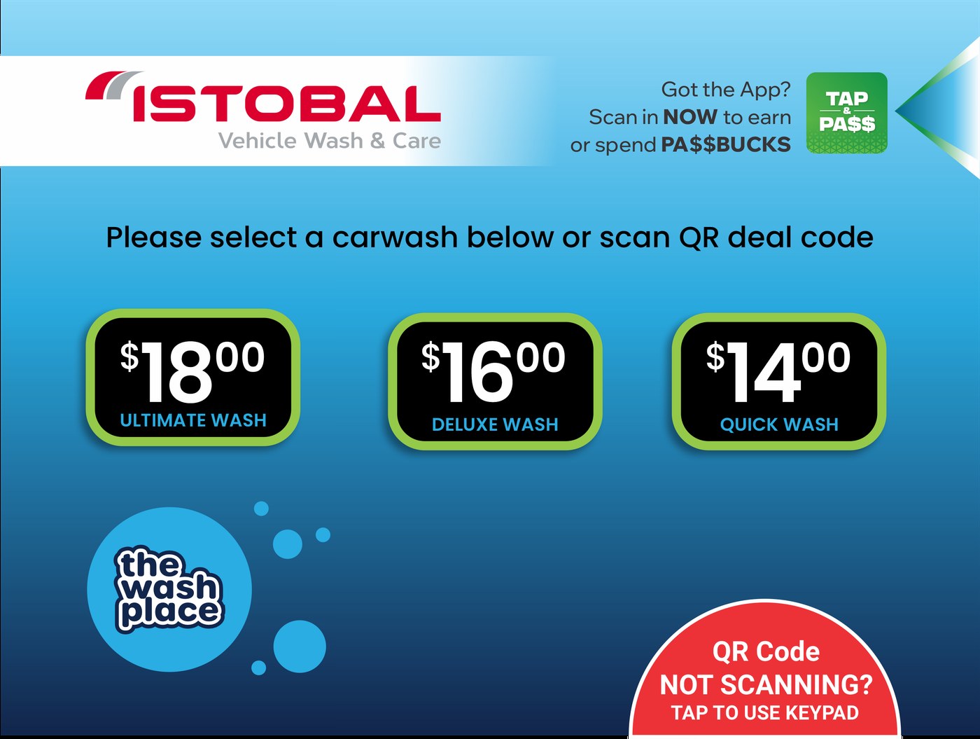 Istobal-branded carwash selection screen