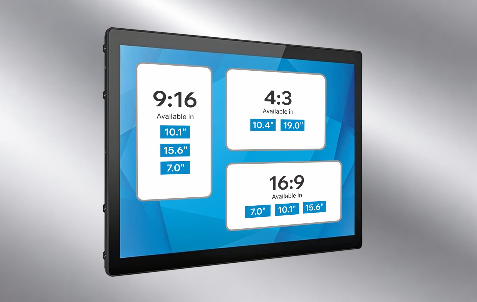 The PSS outdoor touchscreen range in five sizes