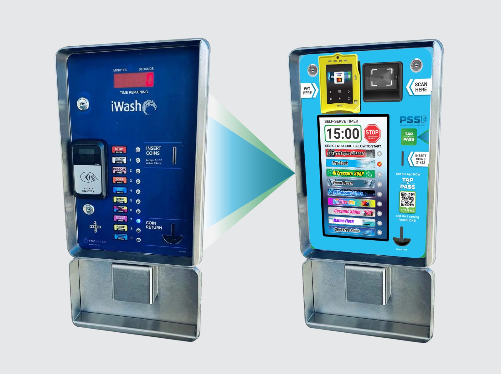 From this to this: an iWash unit upgraded to PSS touch