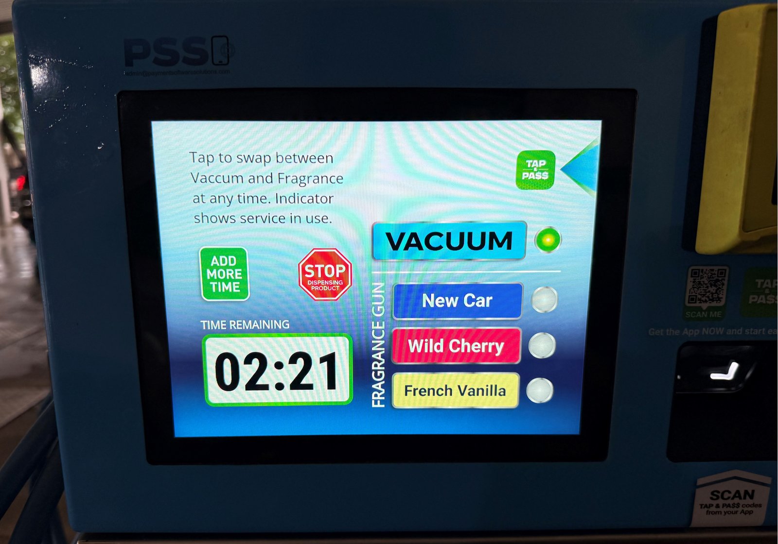 A PSS touchscreen in daylight, fully readable
