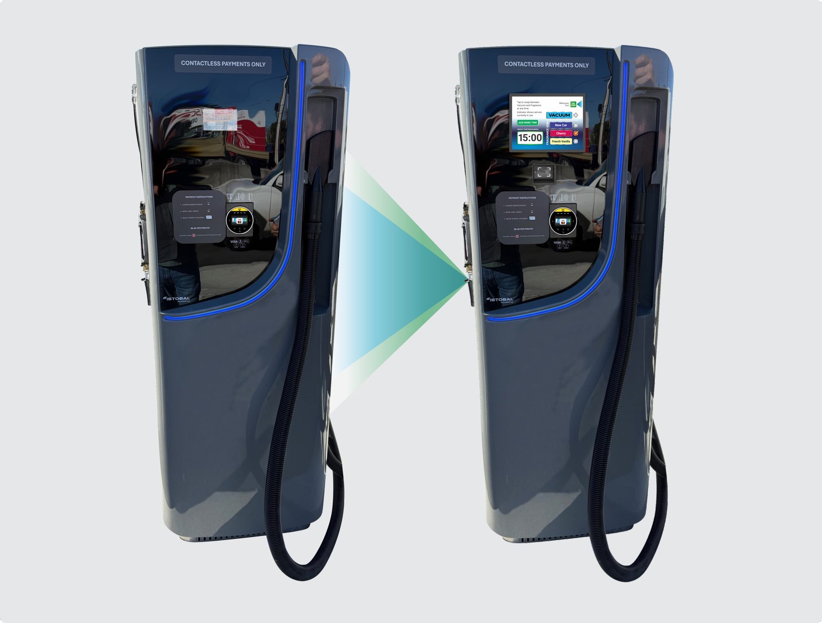 Vacuum units before and after PSS activation