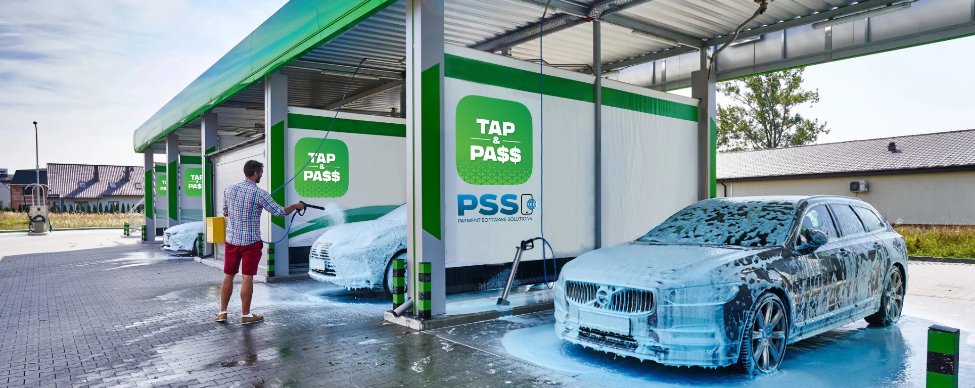 A PSS-equipped carwash bay in operation